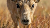Young deer fawn portrait with soft brown eyes in natural grassland habitat during golden hour wildlife photography for nature and animal themed projects.