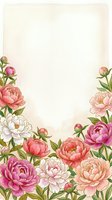 Elegant floral frame with pink peonies and green leaves on soft beige background for wedding invitations, greeting cards and romantic designs.