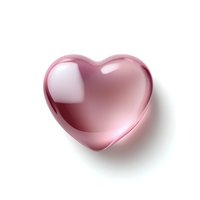 Glossy rose quartz heart shape on white background with soft shadow, isolated design element for romantic and wellness concepts.