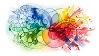 Creative brain illustration with colorful geometric patterns and abstract design elements for modern digital art projects and educational materials.