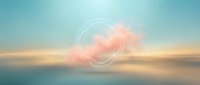 Serene sunset sky with soft pastel clouds and glowing geometric circle overlay, suitable for wellness, meditation, and spiritual design projects.