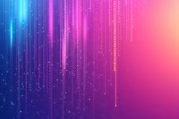 Glowing digital rain effect with streaming light particles on gradient background from deep blue to vibrant pink, creating futuristic matrix pattern.