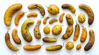 Ripe bananas and plantains with brown spots arranged on white background, isolated produce for food styling, cooking, nutrition, and culinary design projects.
