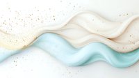 Elegant flowing waves in mint green and beige tones with scattered gold glitter on white background create luxurious abstract design for modern home decor and stationery.