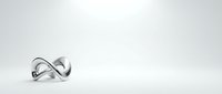 Elegant silver infinity symbol on clean white background representing eternal love, endless possibilities, and mathematical concepts for modern design projects.