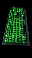 Gaming keyboard with vivid green RGB backlight, isolated on transparent background. Ready for t-shirt design, stickers, clipart, print on demand, and sublimation projects.