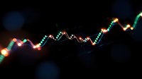 Glowing financial chart with colorful data visualization showing market trends and analytics on dark background for business presentations.