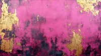 Vibrant magenta and gold distressed texture with weathered metallic accents, featuring abstract grunge patterns and aged paint effects for artistic backgrounds and design projects.