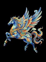 Colorful ornate pegasus with wings and flowing mane, isolated on transparent background, ready for stickers, t-shirt design, print on demand, and sublimation.