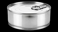 Closed metal tin can with pull-tab lid isolated on transparent background, ready for packaging design, product mockups, print-on-demand, sublimation, and commercial graphics.
