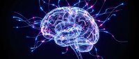 Digital brain with glowing neural networks and electric connections on dark background for neuroscience, artificial intelligence and technology concepts.