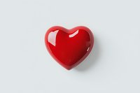 Glossy red heart shape on white background with soft shadow. Clean minimal design element for Valentine's Day, romance, and love concepts.