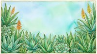 Watercolor succulent plants frame border with aloe vera and cacti creating natural botanical background for wedding invitations and greeting cards.