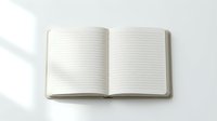 Open lined notebook with blank pages on white background isolated for writing, journaling, education and office work projects.
