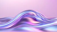 Smooth flowing waves in holographic colors of purple, blue and pink create abstract modern background with glossy metallic surface and gentle curves.