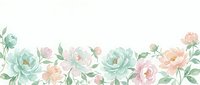 Watercolor floral border with soft mint green and blush pink roses on white background. Delicate botanical frame for wedding invitations and feminine designs.