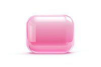 Pink translucent rounded rectangle shape with glossy surface and soft shadow on white background, isolated design element for creative projects.