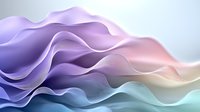 Flowing abstract waves in pastel purple, pink and mint green colors create gentle curved lines and soft layered shapes against light background for modern design projects.