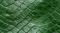 Emerald green crocodile leather texture with diamond shaped scales creating luxurious reptilian pattern. Natural exotic animal skin surface with detailed grain.