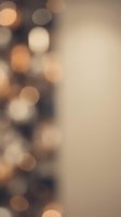 Soft bokeh lights in warm gold and neutral tones create an elegant, blurred background with copy space on right side. Suitable for festive, corporate, or lifestyle design projects.