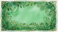 Ornate botanical frame with green foliage, leaves, and decorative gold accents on soft watercolor background. Isolated design element suitable for invitations, cards, and digital projects.