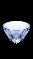 Crystal glass bowl with faceted geometric base in soft blue tones, isolated on transparent background. Ready for stickers, print on demand, T-shirt design, and clipart use.