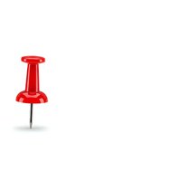 Red push pin thumbtack isolated on white background for office supplies and bulletin board organization projects.