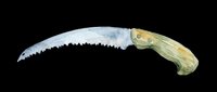 Curved pruning saw with serrated blade and green wooden handle isolated on transparent background, ready for clipart, print-on-demand products, t-shirt designs, stickers, and sublimation projects.