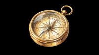 Vintage brass compass with rose detail, isolated on transparent background. Great for t-shirt design, stickers, clipart, print on demand, and sublimation projects.