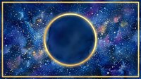 Cosmic eclipse with golden ring surrounded by vibrant nebula clouds and starfield in deep space astronomy scene for celestial themed projects.