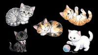 Cute kittens set isolated on transparent background, ready for stickers, t-shirt design, clipart, print on demand, and sublimation projects.