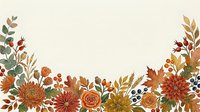 Autumn floral border with chrysanthemums, roses, berries, and fall leaves on a cream background, perfect for seasonal cards and invitations.