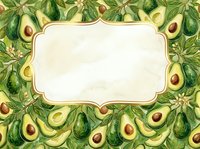 Avocado fruit frame with blank center space for text, recipe cards, menu design, or organic food branding and marketing materials.