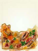 Watercolor autumn harvest frame with mushrooms, herbs and seasonal vegetables on cream background for culinary designs and recipe cards.
