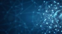 Abstract blue technology background with glowing network connections and geometric lines for digital innovation and data visualization concepts.