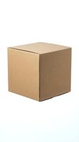 Closed kraft cardboard box with flaps on white background, suitable for shipping, packaging, storage, and product presentation purposes.