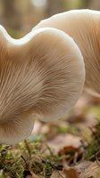 Close-up macro shot of delicate mushroom gills showing intricate natural patterns and textures in forest floor setting for nature photography projects.