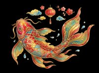 Ornate koi fish with flowing fins and decorative patterns, isolated on transparent background. Ready for t-shirt design, clipart, stickers, sublimation, and print-on-demand products.