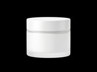 White frosted glass cosmetic jar with lid, isolated on transparent background. Ready for t-shirt design, stickers, print on demand, and product mockups.