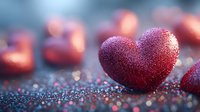 Glittery red heart shape with sparkling bokeh background, perfect for Valentine's Day, love, romance, and festive greeting card designs.