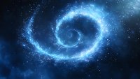 Glowing blue spiral vortex with luminous particles swirling in dark space, creating an abstract energy portal effect for sci-fi and cosmic design projects.
