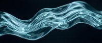 Flowing translucent waves with ethereal blue glow creating dynamic motion against dark background for modern digital art and abstract design projects.