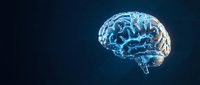 Digital brain with glowing neural networks and circuits on dark background for artificial intelligence and technology concepts.