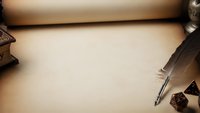 Vintage parchment background with antique quill pen and wooden stamps for historical documents, letters, certificates and medieval themed designs.