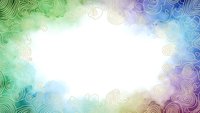 Colorful gradient frame with swirling line patterns in green blue purple hues creating decorative border with white center space for text or design elements.