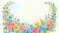 Watercolor floral frame with roses, wildflowers and greenery on white background. Spring botanical border for wedding invitations and greeting cards.