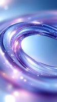 Abstract swirling wave formation with glowing particles in blue and purple colors creates magical ethereal atmosphere against blurred background.