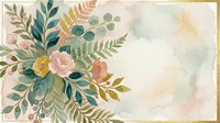 Vintage floral arrangement with roses, ferns, and botanical foliage on aged watercolor background. Isolated design element for invitations, stationery, and decorative projects.