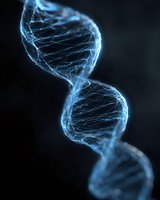 Glowing blue DNA helix structure on black background, representing genetic science, biotechnology, and medical research.
