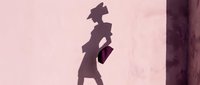 Silhouette of a woman in business attire carrying a briefcase, standing against a pink wall. Corporate professional concept for business, career, and entrepreneurship themes.